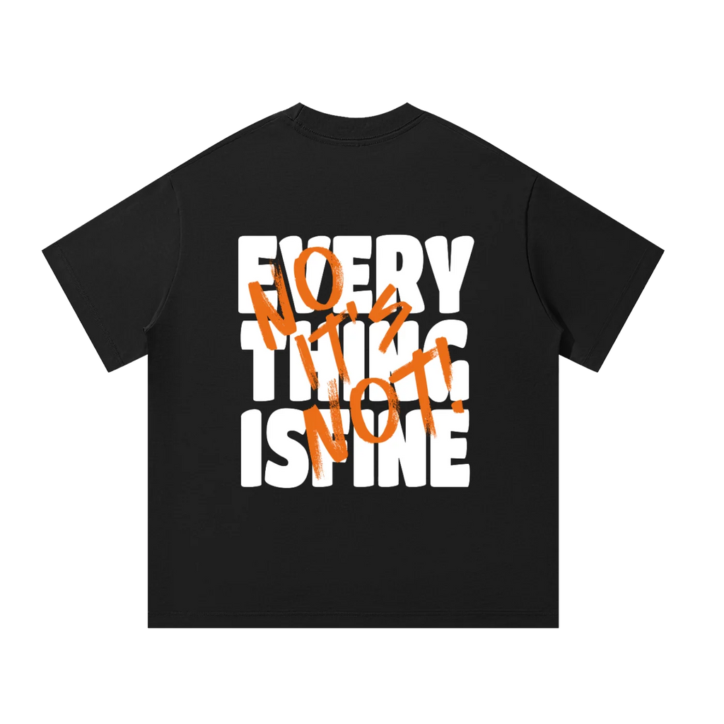 Black "Everything is Fine" Graphic Tee Back View