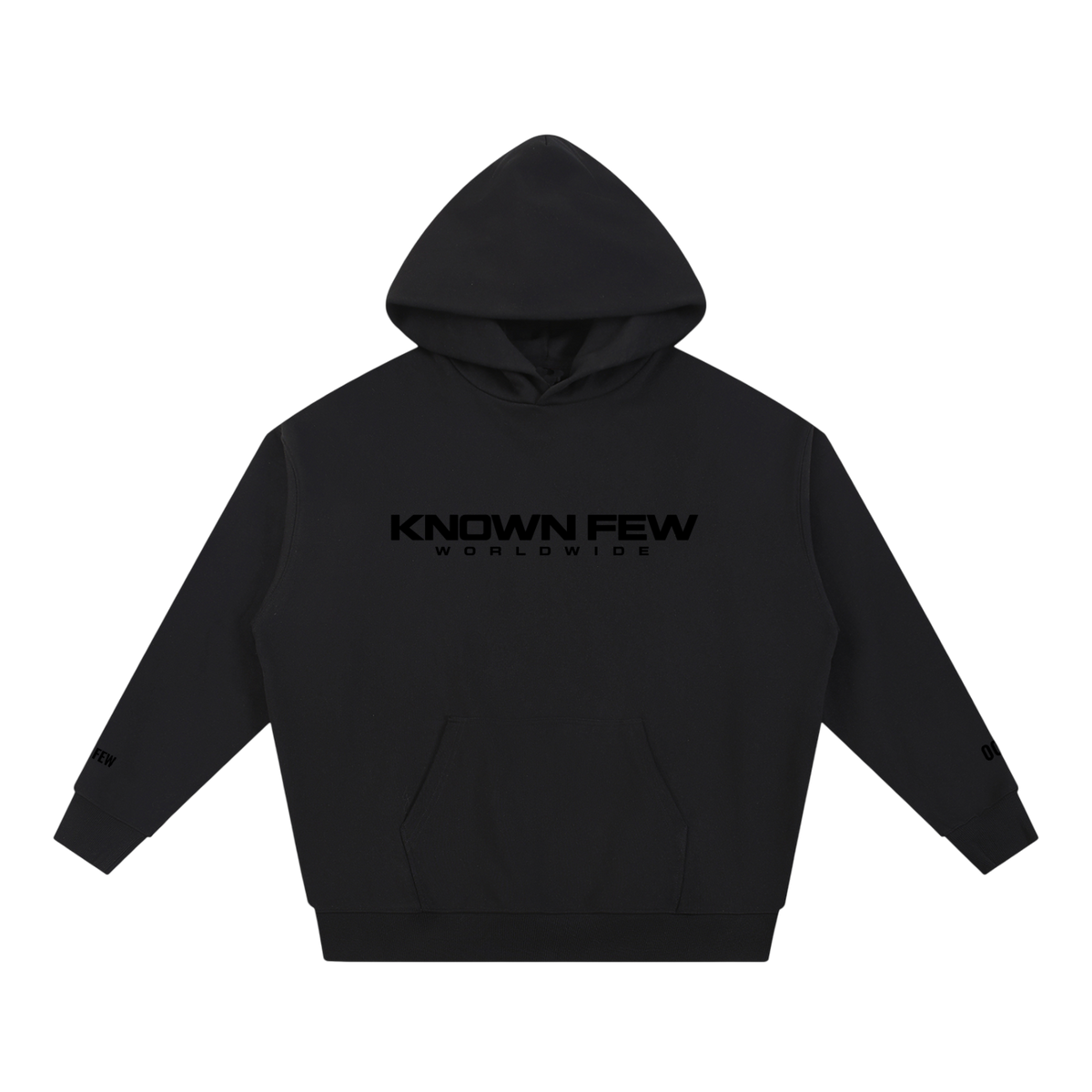 Black Known Few Heavyweight Streetwear Hoodie | 001 Collection, Front View