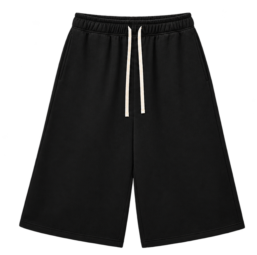 Black Known Few Three Quart Short Sweatpants | 001 Collection, Front View