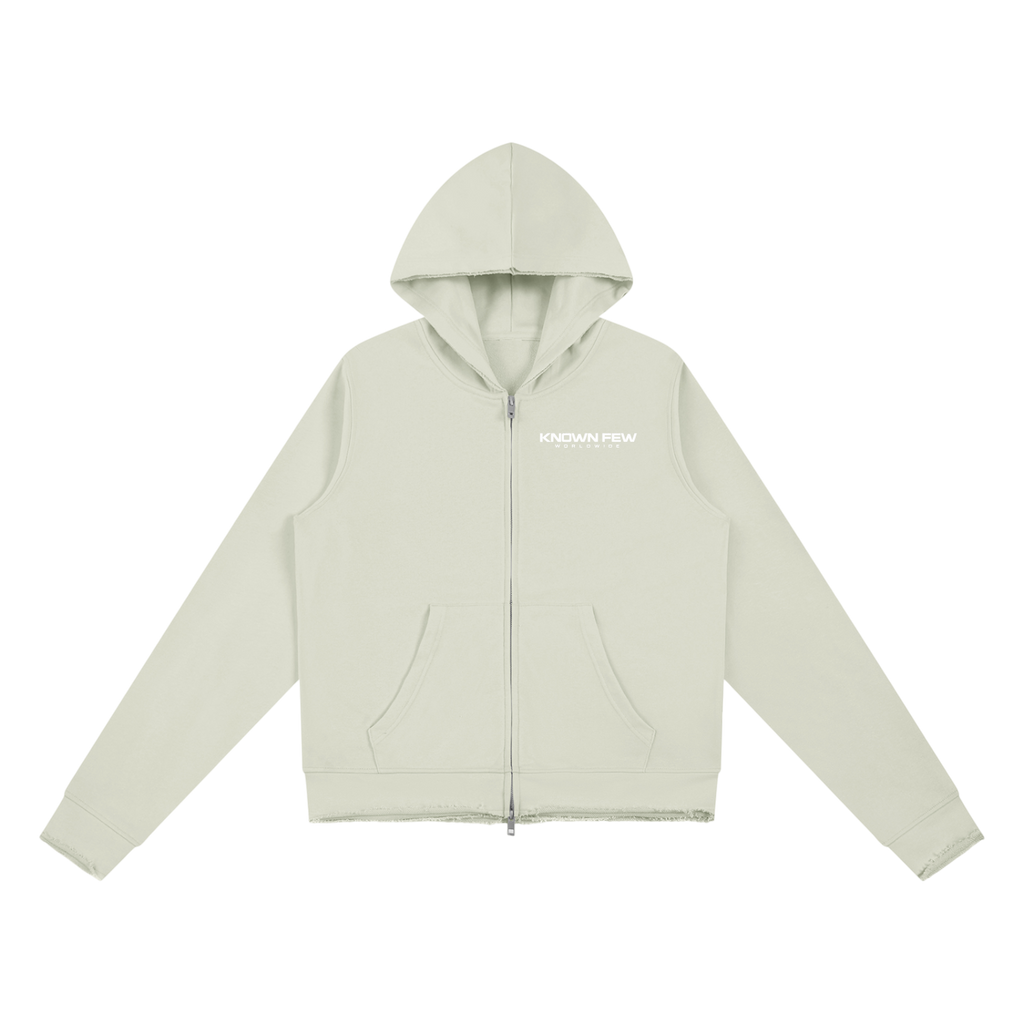 Light Gray Known Few Full Zip Edge Hoodie | 001 Collection, Front View