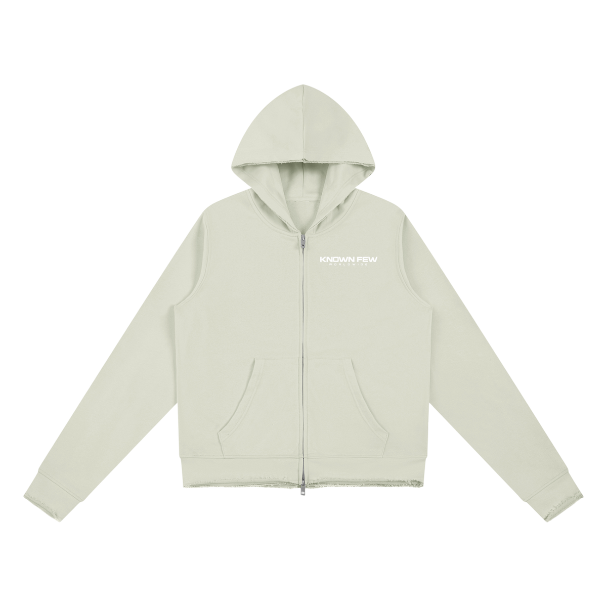 Light Gray Known Few Full Zip Edge Hoodie | 001 Collection, Front View