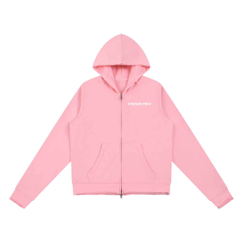 Pink Known Few Full Zip Edge Hoodie | 001 Collection, Front View