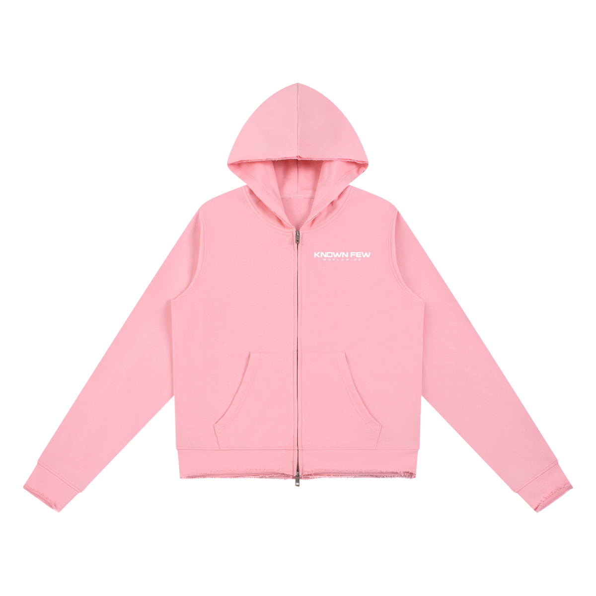Pink Known Few Full Zip Edge Hoodie | 001 Collection, Front View