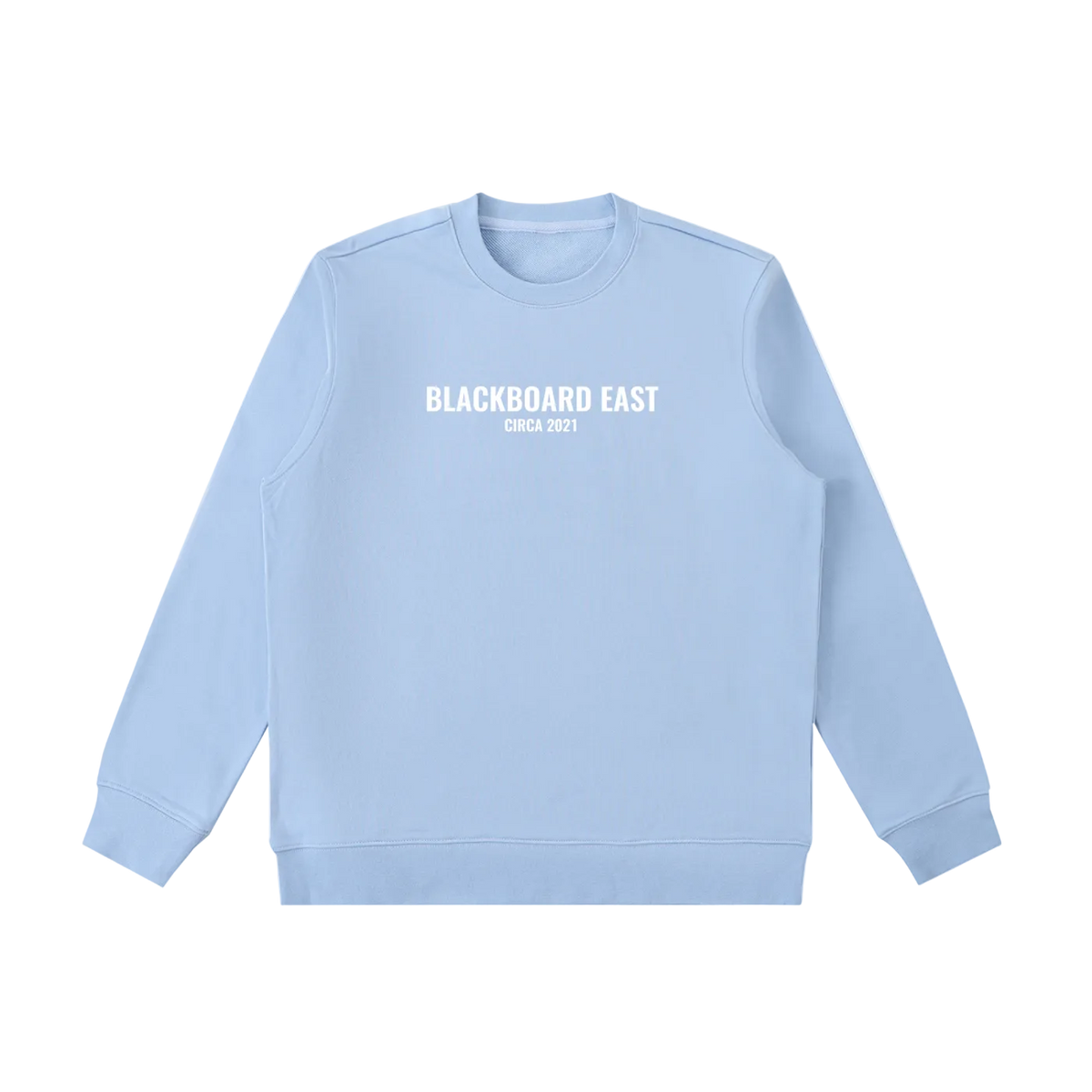 Circa 21': Sky blue oversized heavyweight sweatshirt by Blackboard East, front view